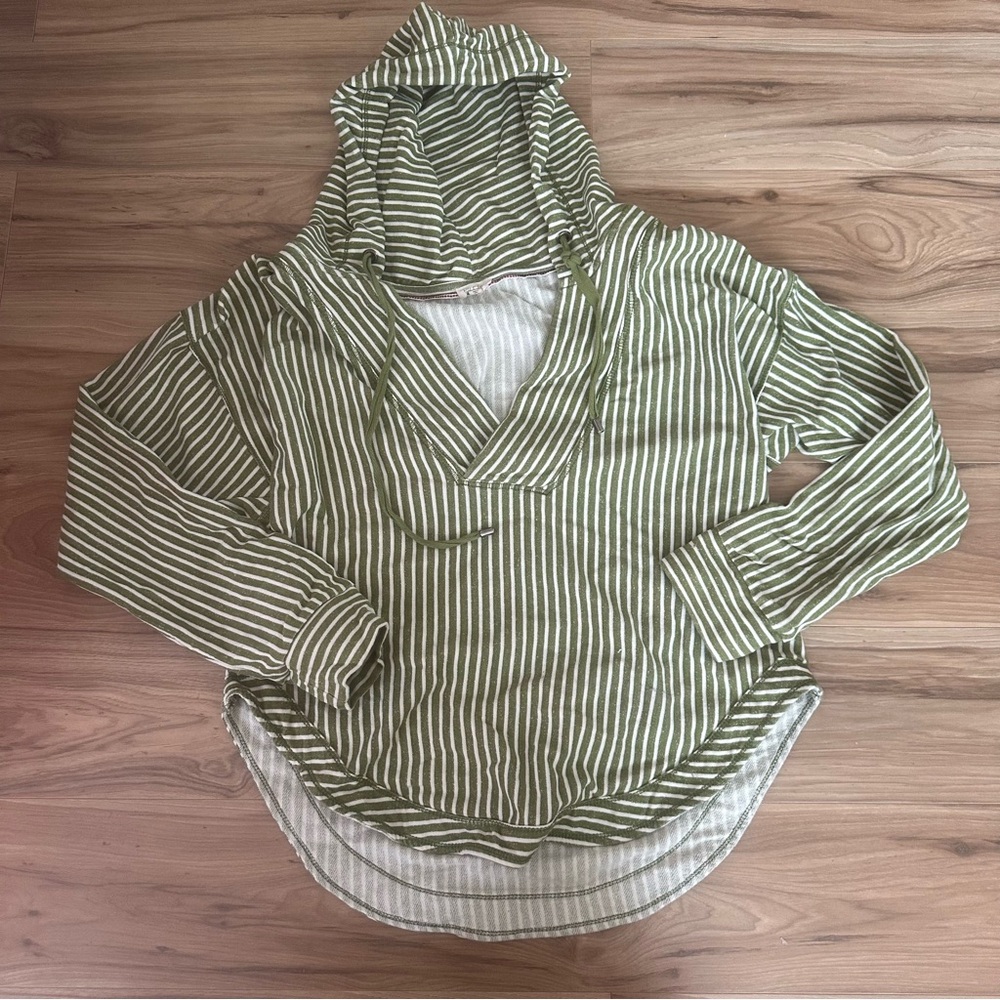 Pilcro Green and White Striped Top
